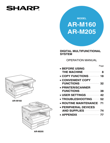 Printing is slow. Sharp AR-M205, AR-M160, AR-160 | Manualzz