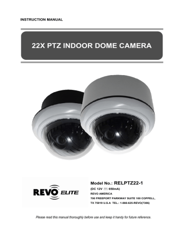 Revo RELPTZ22-1 Elite 580 TVL Indoor Pan Tilt Zoom Surveillance Camera instruction manual | Manualzz
