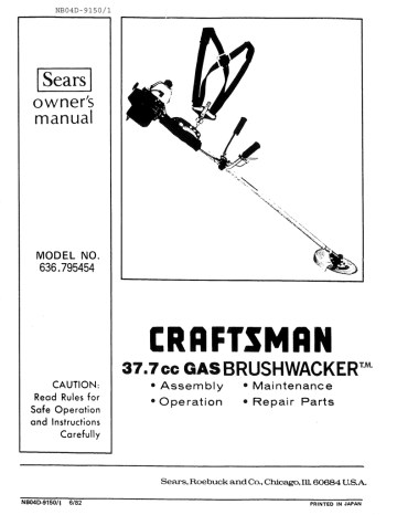 Craftsman BRUSHWACKER 636.795454 Owner`s manual | Manualzz