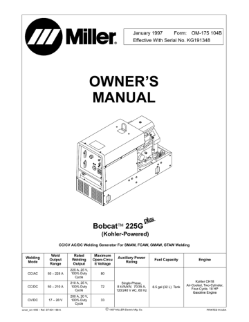 Miller Electric Bobcat 225G Owner`s manual | Manualzz