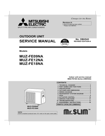 Mitsubishi Mr.Slim MSZ-FE09NA Service manual | Manualzz