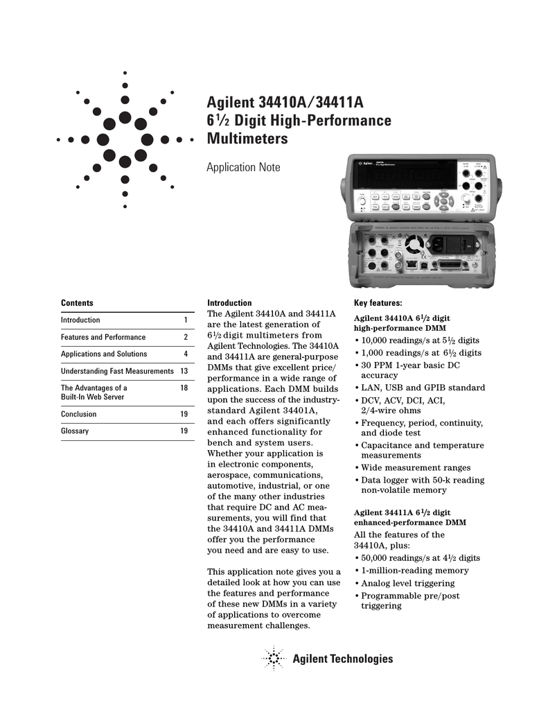 Agilent Technologies 34411A Specifications | Manualzz