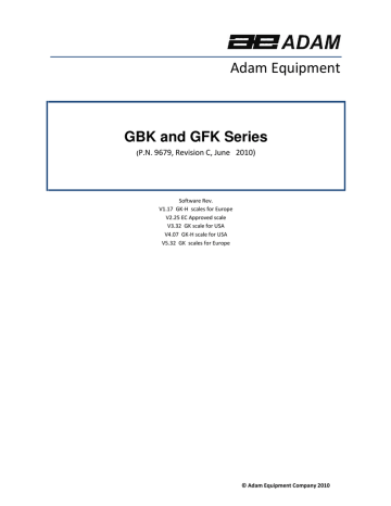 Adam Equipment GBK 120 /  GBK 260a Building Set User Manual | Manualzz
