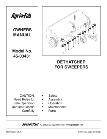 Agri-Fab 45-03431 Lawn Aerator Owner's Manual | Manualzz