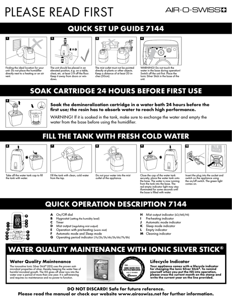 Air-O-Swiss 7144 Humidifier User Manual | Manualzz