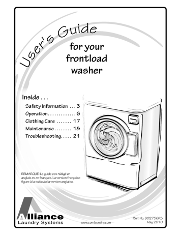 Alliance Laundry Systems 802756R3 Washer User Manual | Manualzz