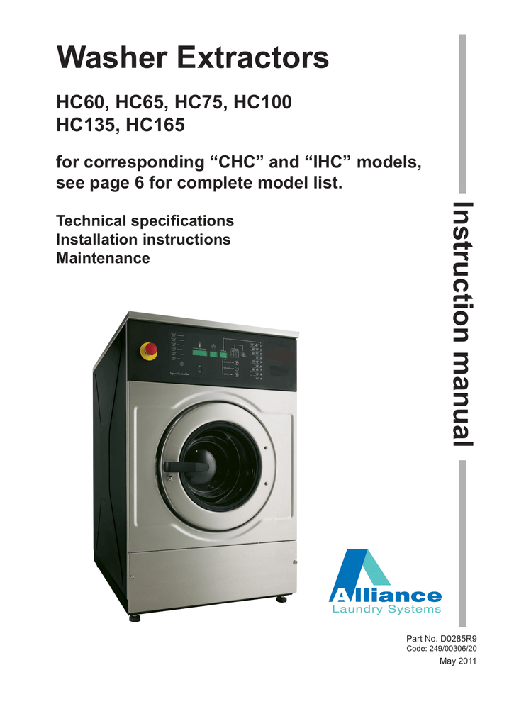 Alliance Laundry Systems HC165 Washer User Manual | Manualzz