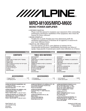 Alpine MRD-M1005 Car Stereo System Owner`s manual | Manualzz