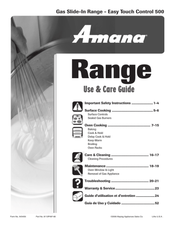 Amana 500 Range User Manual | Manualzz