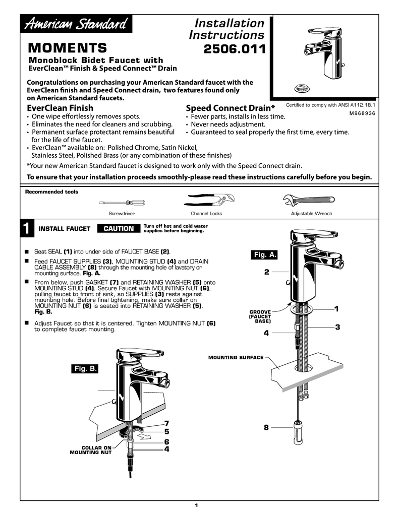 American Standard 2506.011 Indoor Furnishings User Manual | Manualzz