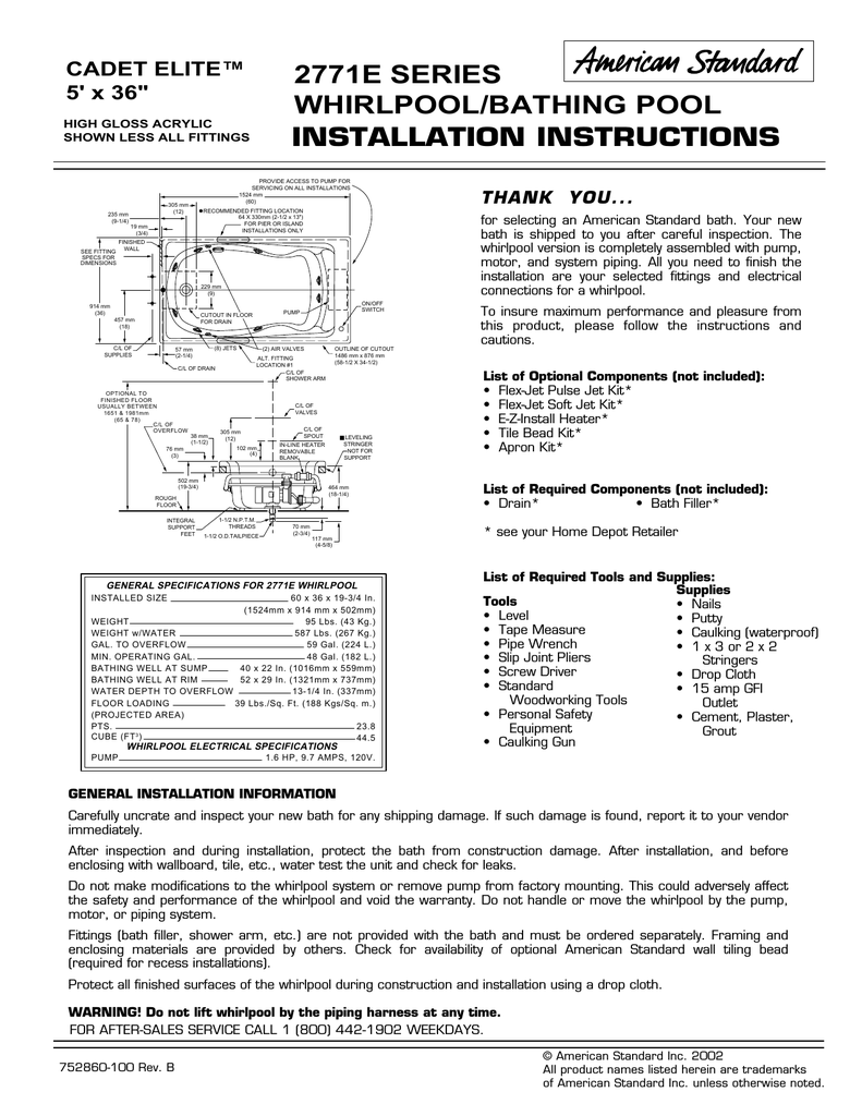 american standard jetted tub troubleshooting