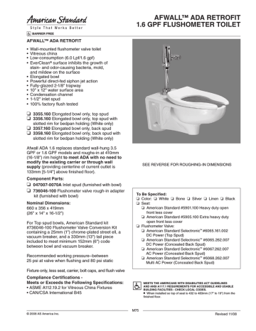 American Standard 3355.160 Indoor Furnishings User Manual | Manualzz