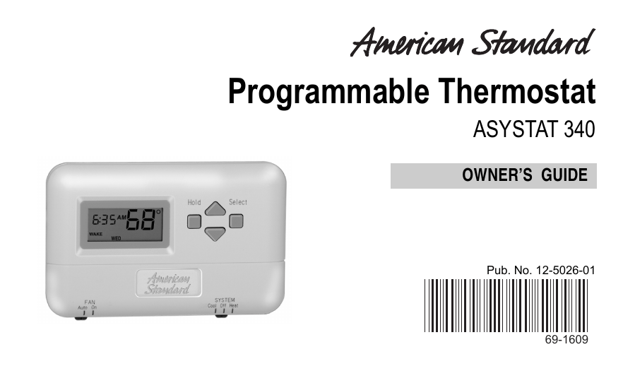 American Standard 340 Thermostat User Manual | Manualzz