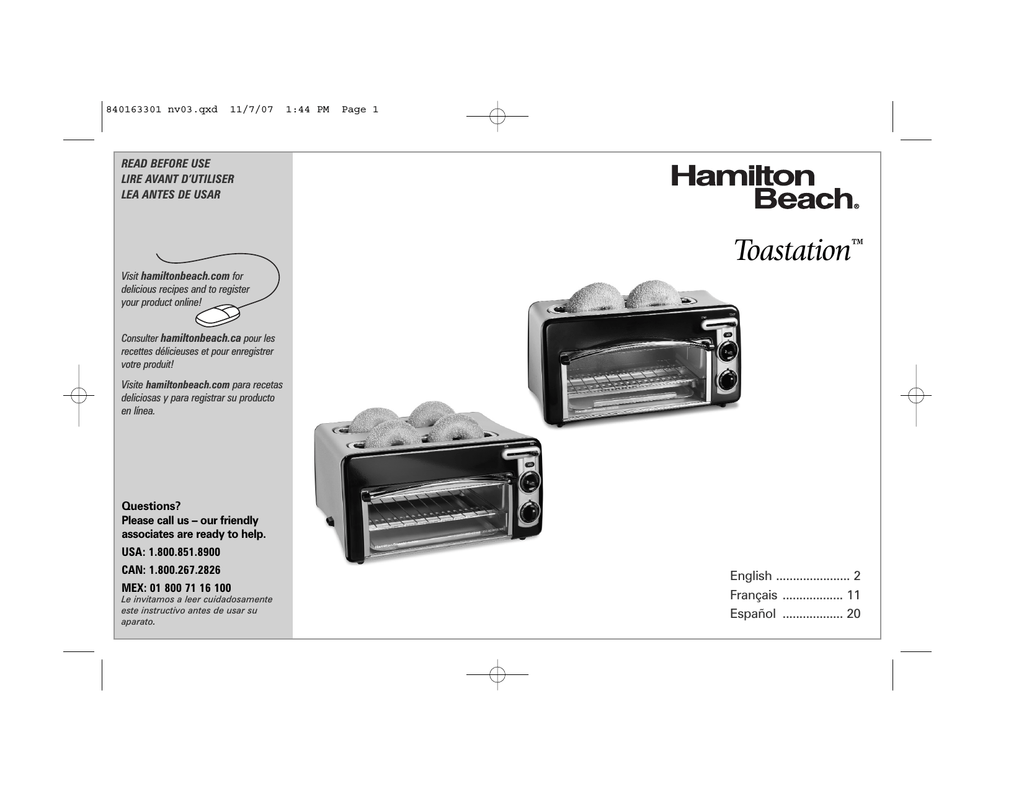 Hamilton Beach Toastation Toaster & Oven Red Model 22703H