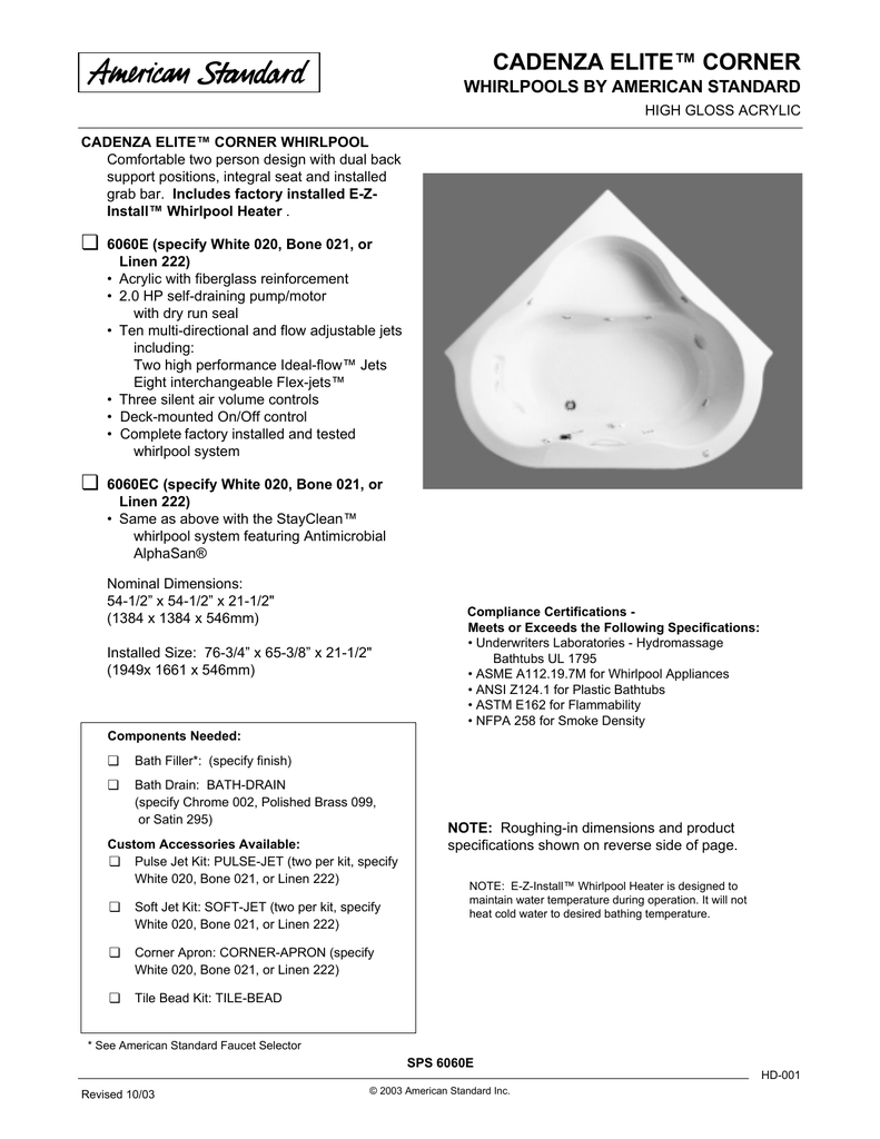 American Standard 6060ec Hot Tub User Manual Manualzz Com