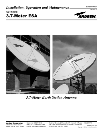 Andrew 3.7-Meter Earth Station Antenna Stereo System User Manual | Manualzz