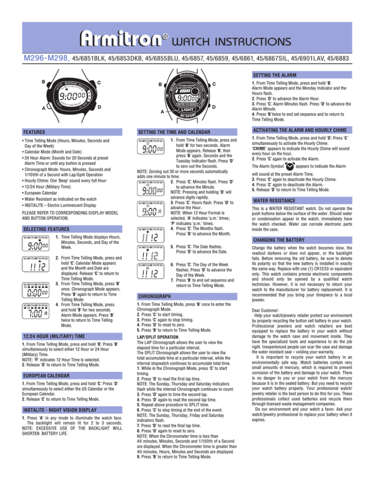 armitron illuminator watch instructions