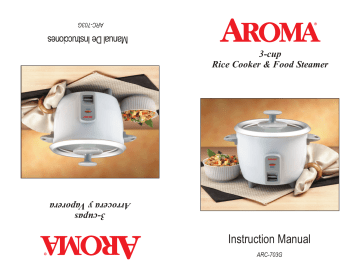 AROMA ARC-703-1G 3 cups Rice Cooker with Steam Tray 