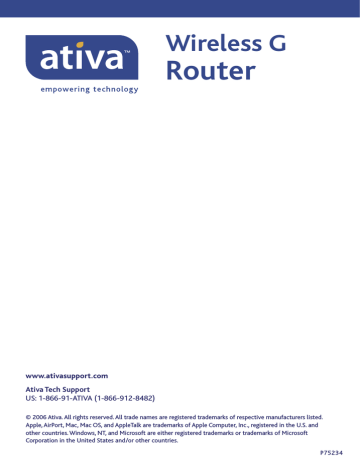 Changing LAN Settings. Ativa AWGR54, 802.11g Wireless Cable/DSL, P75234 | Manualzz