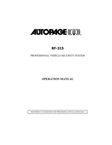 Auto Page CPX-RS2 Remote Starter Operation Manual | Manualzz