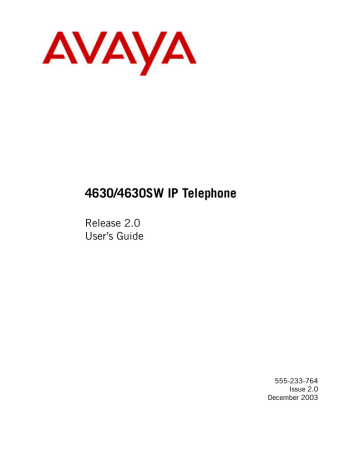 Avaya 4630 IP Phone User`s guide | Manualzz