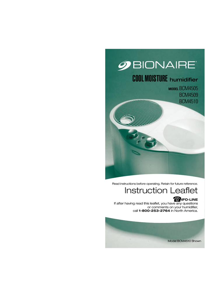 Bionaire BCM4505 Humidifier User Manual Manualzz