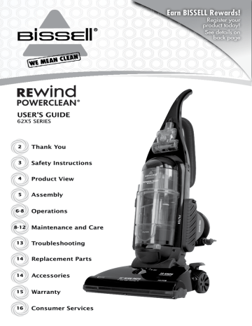 BISSELL 62X5 Rewind PowerClean User's Guide | Manualzz