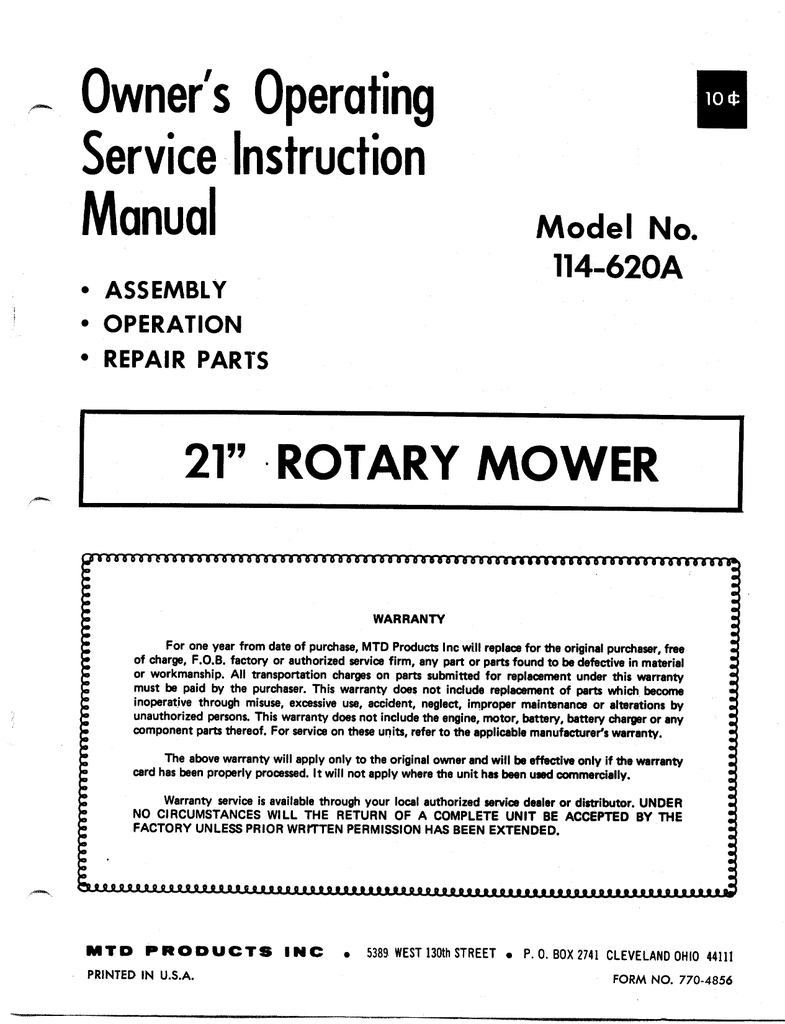 Bolens Model 13am762f765 Owner's Manual