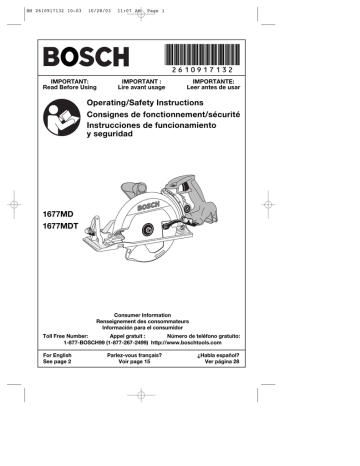 Bosch Power Tools 1677MD Saw User Manual | Manualzz