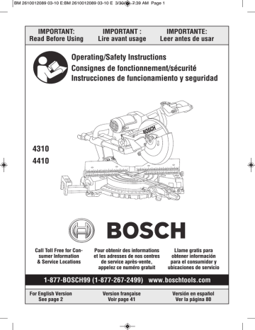 Bosch Power Tools 4310 Saw User Manual | Manualzz