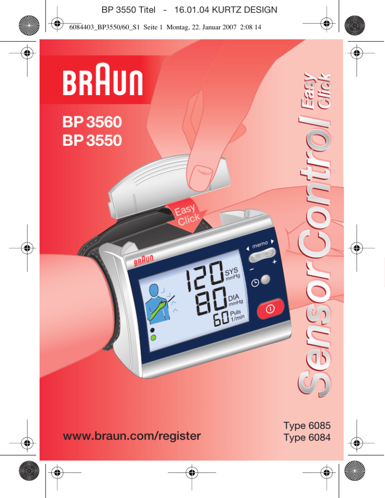 Braun 6084 Blood Pressure Monitor User Manual Manualzz