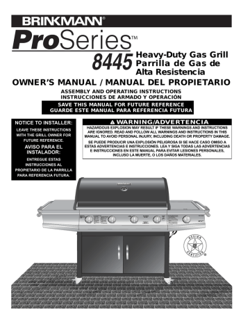 Brinkmann 8445 Gas Grill User Manual | Manualzz