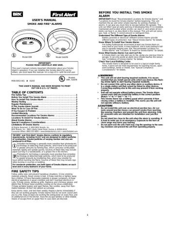 Brk Electronic 83r Sa67b User Manual Manualzz
