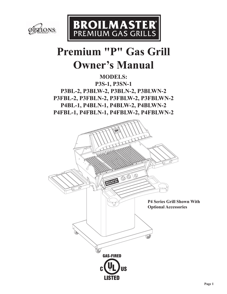 Broilmaster P4BL-1 Gas Grill User Manual | Manualzz