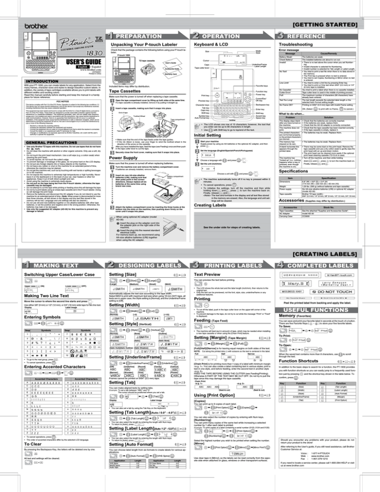Brother 1830 Label Maker User Manual Manualzz