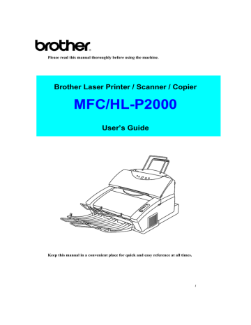 Brother HL-P2000 All in One Printer User Manual | Manualzz