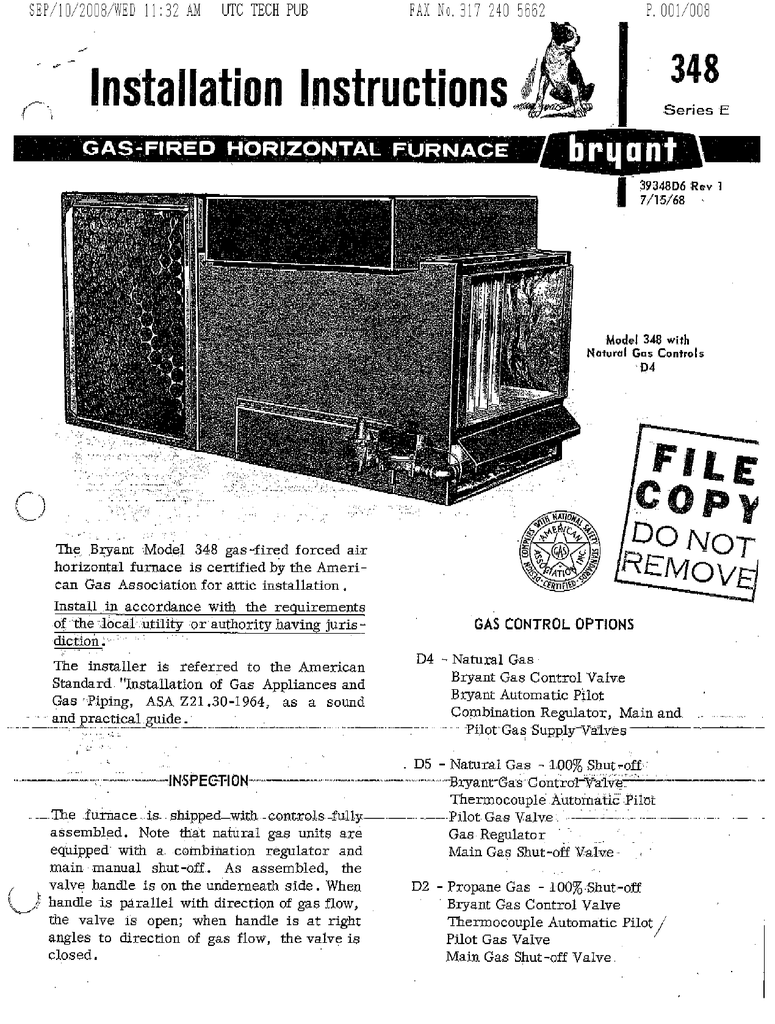 Bryant 348 Furnace User Manual | Manualzz