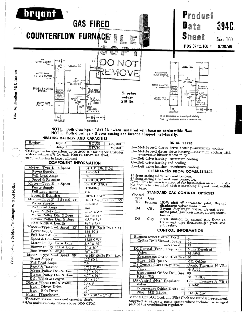 Bryant 394C Furnace User Manual | Manualzz