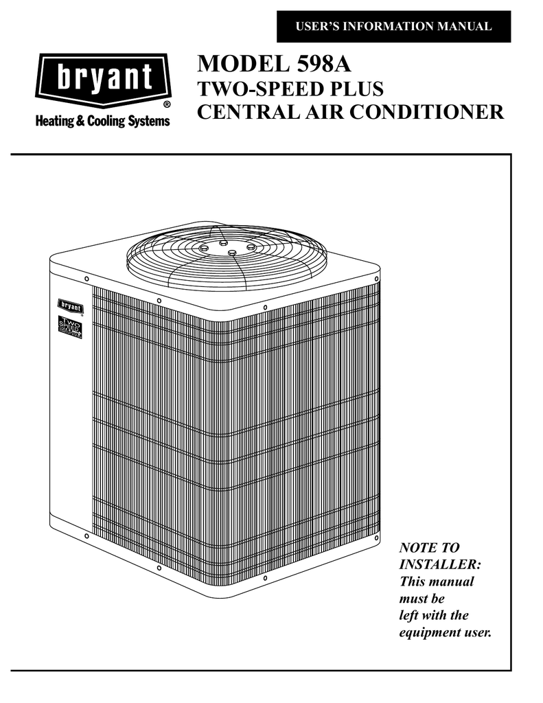 Bryant 463aac010ba Air Conditioner User Manual Manualzz