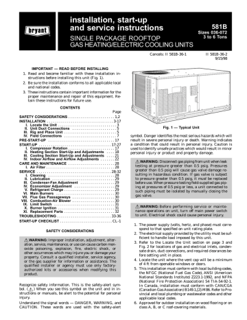 Bryant 581B Air Conditioner Installation instructions | Manualzz