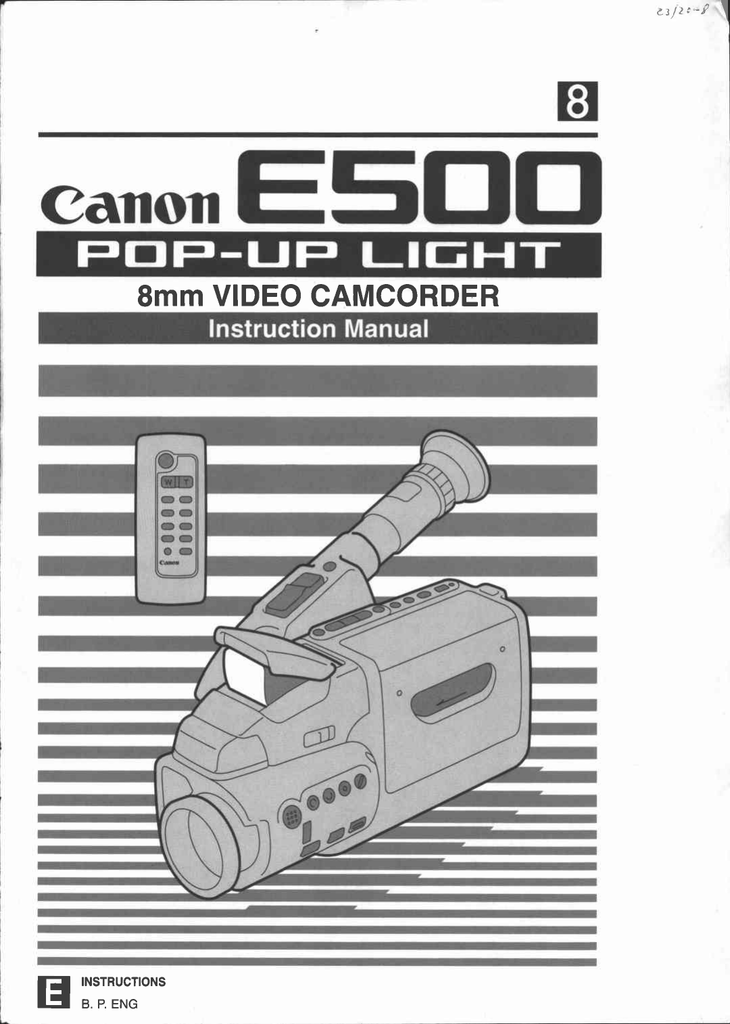 Canon E 500 Camcorder User Manual Manualzz