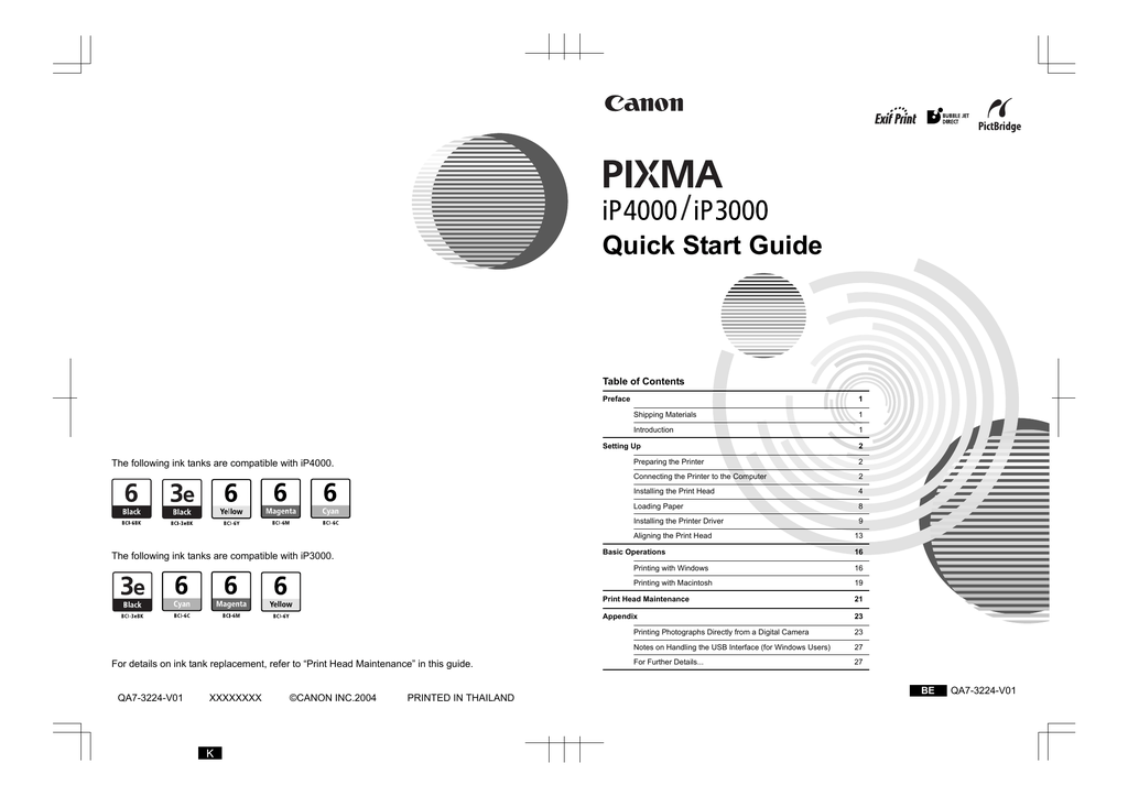 canon ip3000 manual