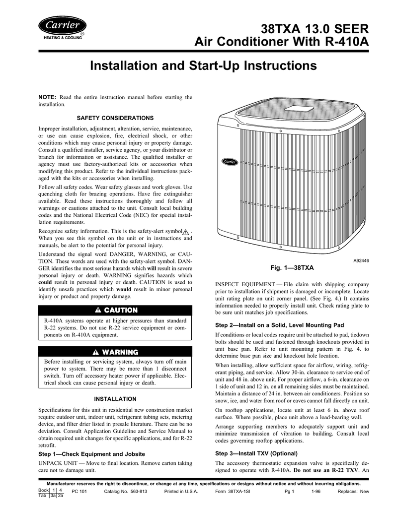 Carrier 38QH Air Conditioner User Manual | Manualzz