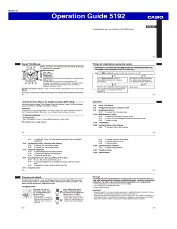 Casio 5192 Watch User Manual | Manualzz