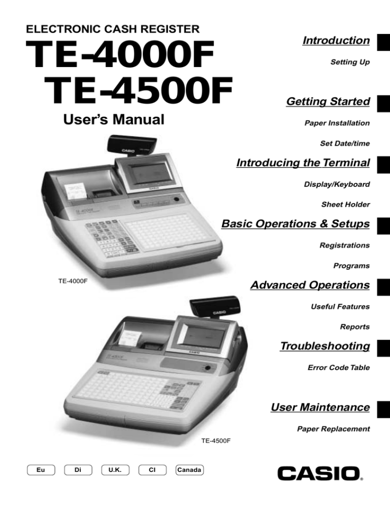 Casio Te 4000f Cash Register User Manual Manualzz