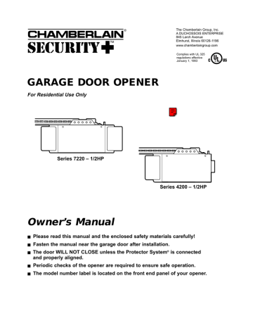 2hp Garage Door Opener User Manual, Chamberlain Garage Door Won T Close