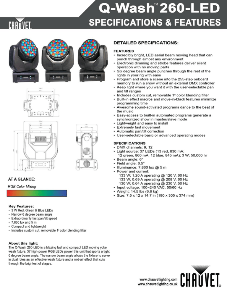 Chauvet 260-LED Work Light User Manual | Manualzz