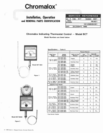 Chromalox BCT-820E Thermostat User Manual | Manualzz