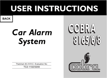 Cobra Electronics 8165 Automobile Alarm Instruction Booklet | Manualzz