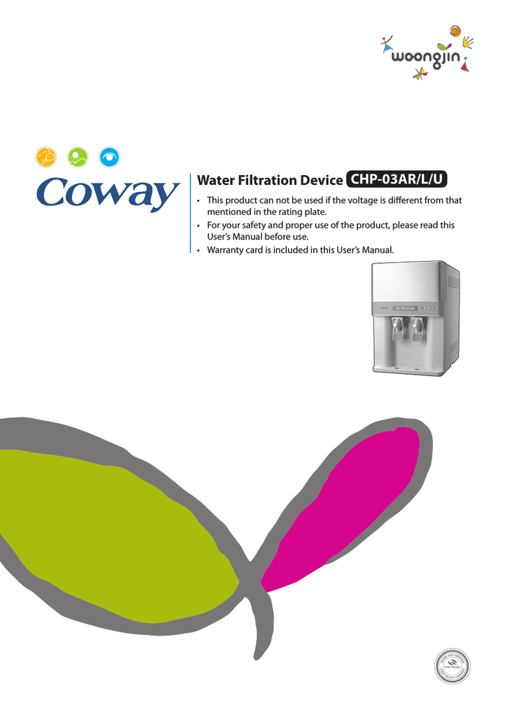 Coway chp-03ar cp-03b filtre à eau contenues avec Ceramic